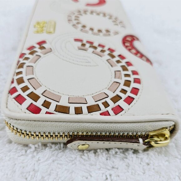 COACH F48920 Madison Whipstitch Woven Logo Leather Acordion Zip-Around Wallet - Picture 4 of 12